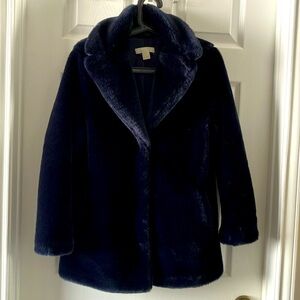 Navy “fur” coat